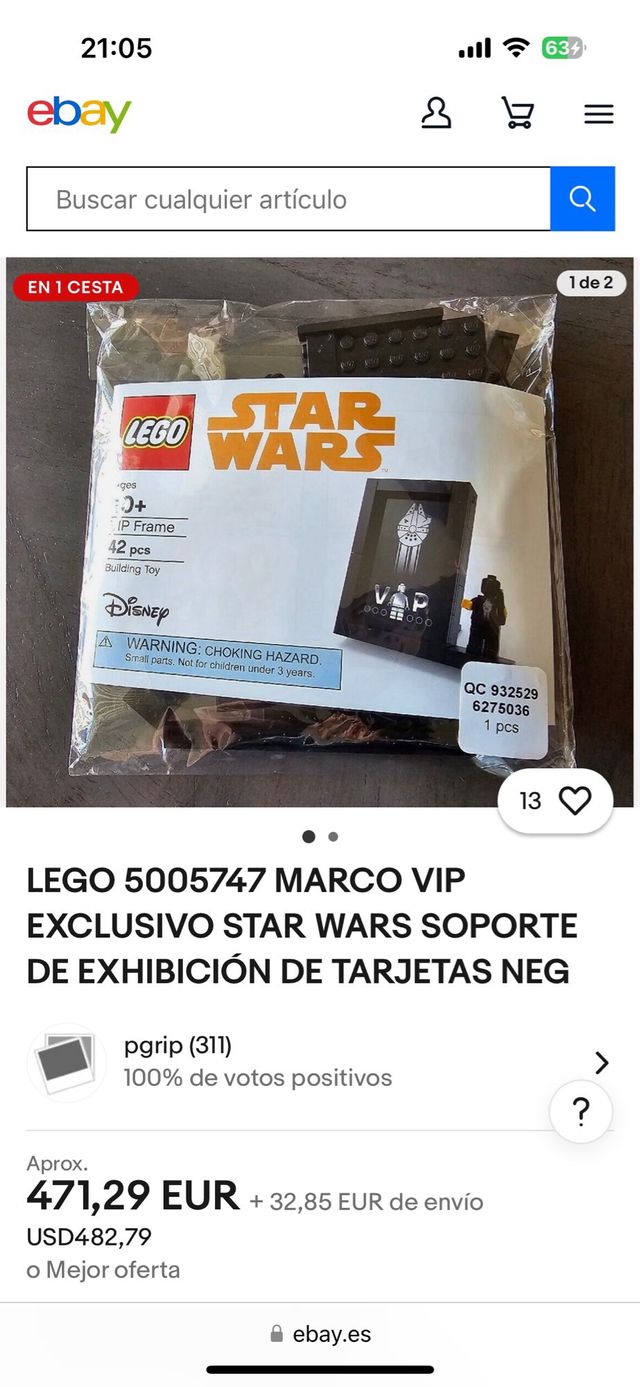 Lego 5005747 Marco Star Wars Tarjeta VIP