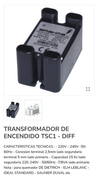 TRANSFORMADOR ENCENDIDO CALDERA