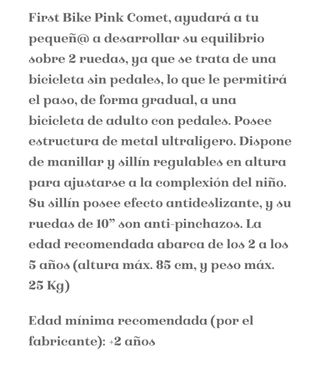 Bici sin pedales marca Chicco