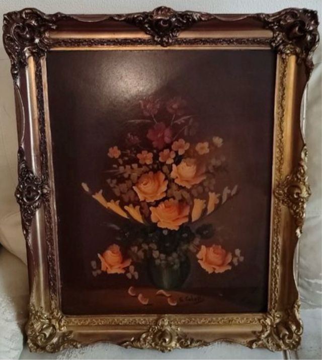 Cuadro de flores antiguo