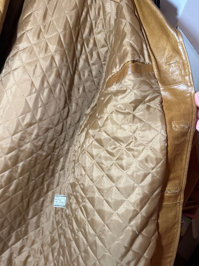 Chaqueta de cuero camel de hombre XL