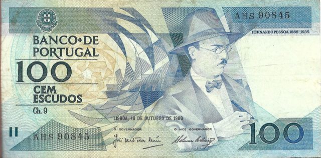 BILLETE PORTUGAL 1986. 100 Escudos. F. de Pessoa