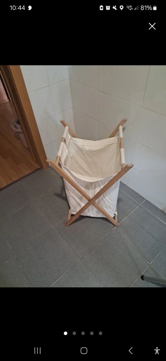 Cesto ropa Ikea madera y algodón