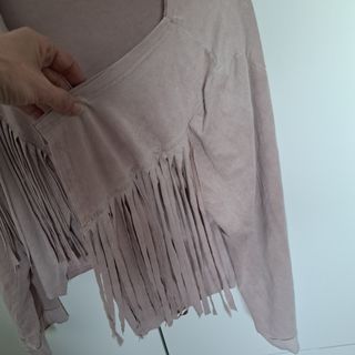Chaqueta antelina rosa flecos 