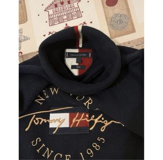 Maglione uomo ragazzo blu collo alto firmato Tommy