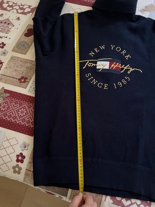 Maglione uomo ragazzo blu collo alto firmato Tommy