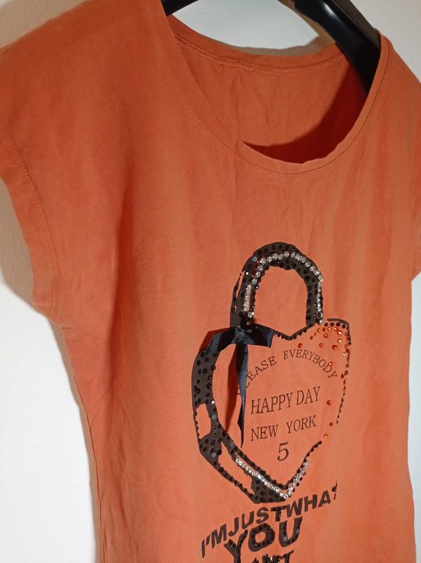 T-shirt arancione donna moda Primaverile M