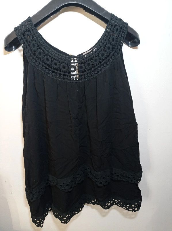 Canotta nera con pizzo donna primaverile Taglia XL