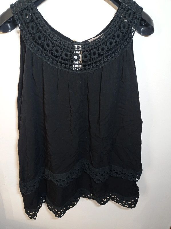 Canotta nera con pizzo donna primaverile Taglia XL