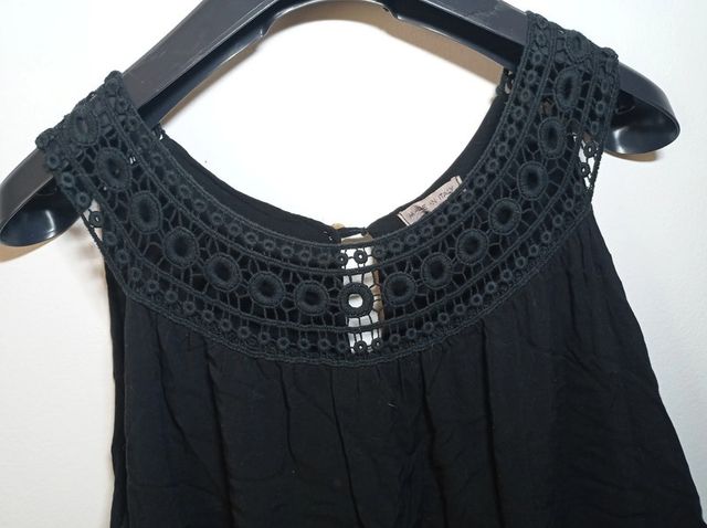 Canotta nera con pizzo donna primaverile Taglia XL
