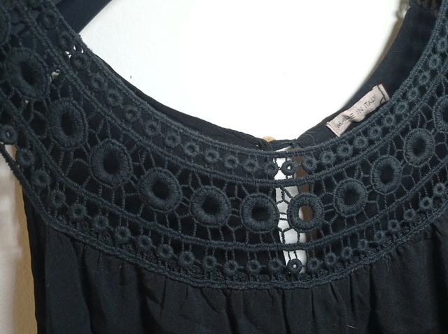 Canotta nera con pizzo donna primaverile Taglia XL