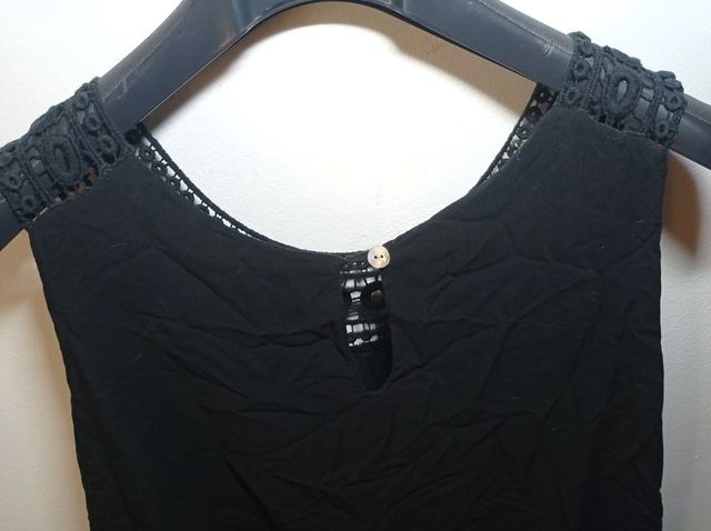 Canotta nera con pizzo donna primaverile Taglia XL