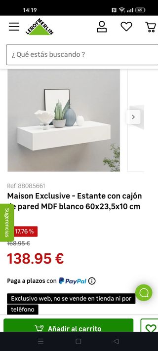 Estante pared con cajón blanco
