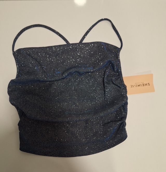 SHEIN Top tirantes crop escote drapeado fruncido