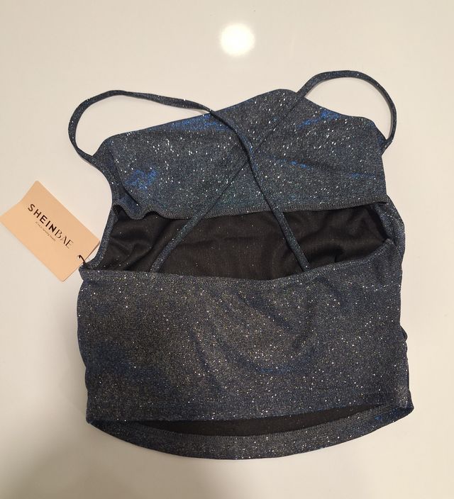 SHEIN Top tirantes crop escote drapeado fruncido