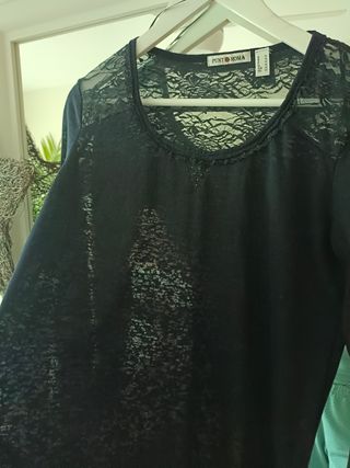 Camiseta con encaje azul  Punto Roma