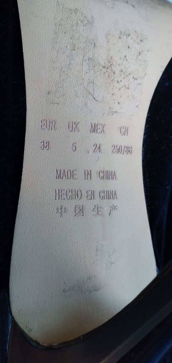 Zapato abotinado, terciopelo azul