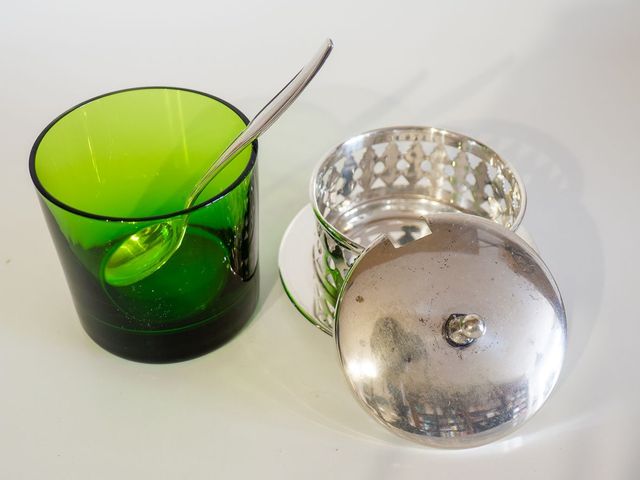 Azucarero con cuchara, vintage