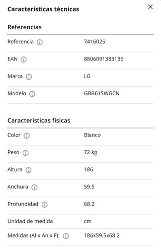 Nevera LG  Combi LG GBB61SWGCN