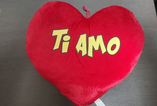 CUSCINO-CUORE di peluche TI AMO stampato cm 35
