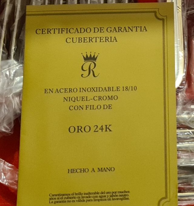 Cuberteria Solingen de acero 18/10 y baño oro 24 K