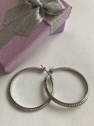 Pendientes aros plata y strass