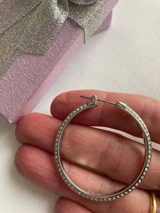 Pendientes aros plata y strass