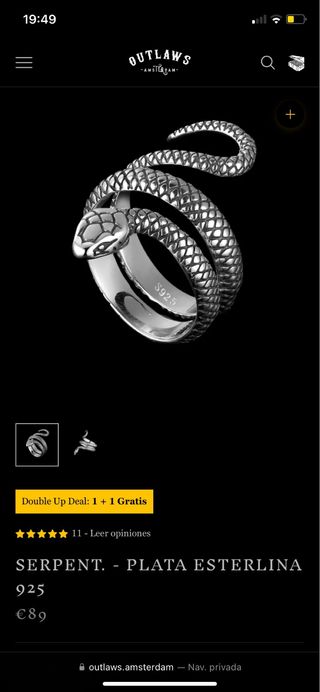 Anillo serpiente plata