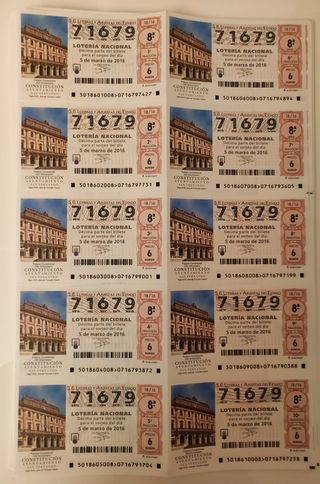 Lotería nacional del 2016 470 decimos