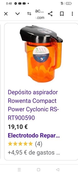 Depósito Aspiradora Rowenta Cyclonic