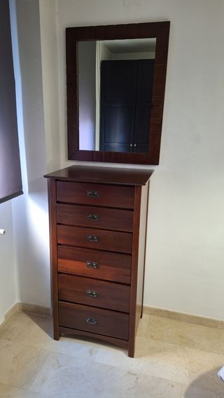 Sinfonier y espejo de madera maciza