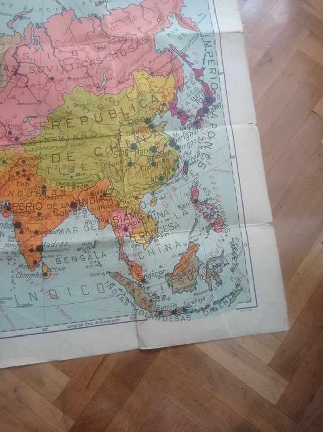 Antiguo mapa escolar de Asia