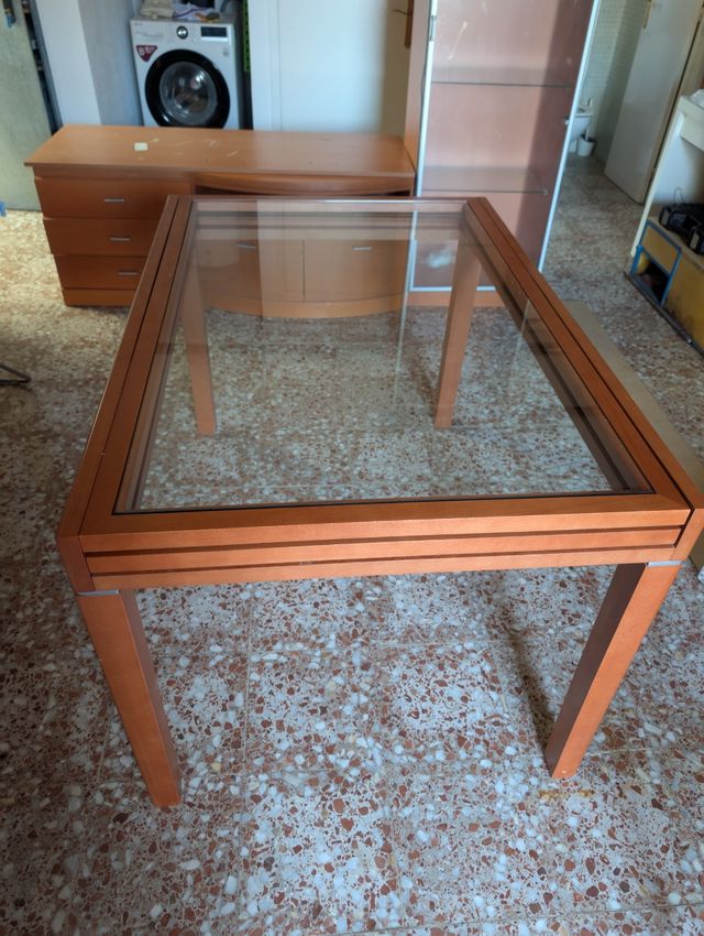Mesa Cristal + Madera Extensible