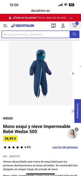 Mono ski nieve 3 años con los guantes de regalo