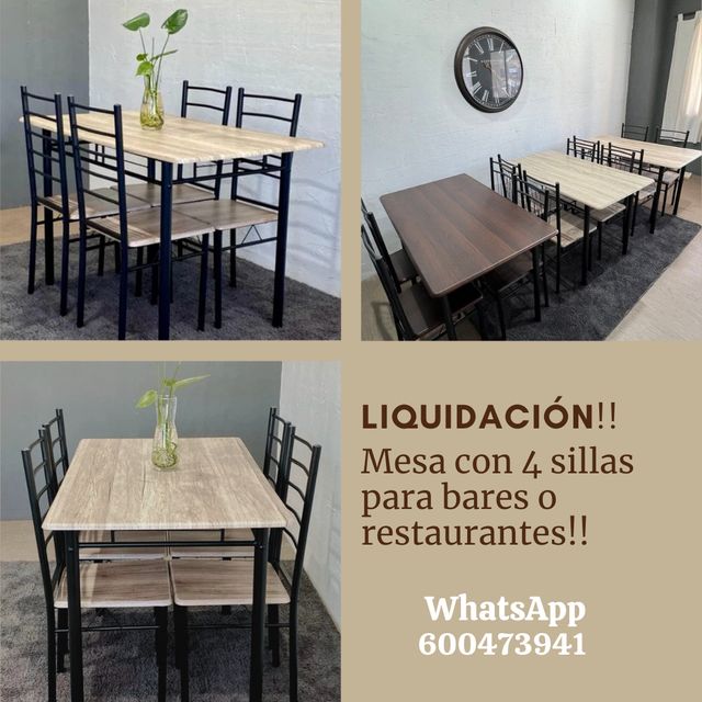 Mesa con 4 sillas de bar o restaurante liquidación