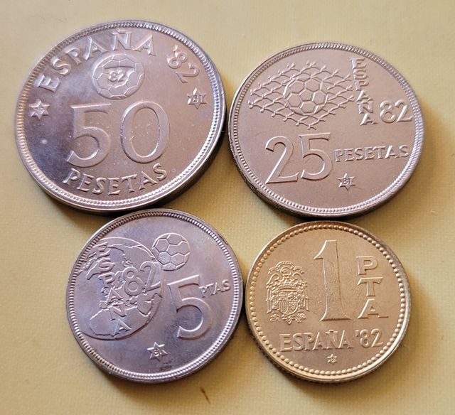 Monedas del Mundial: 50, 25, 5 y 1 ptas 1980 *81