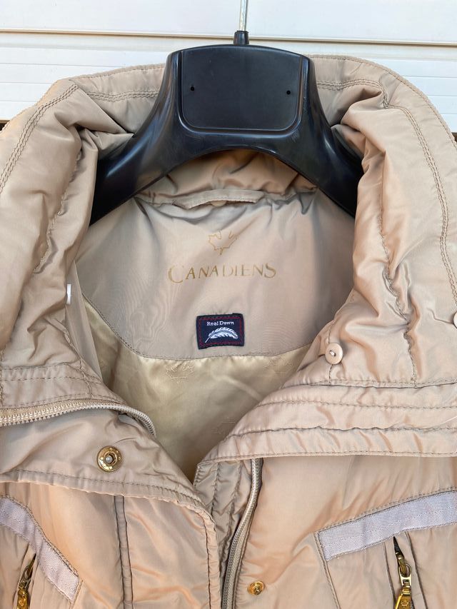Canadiens donna piumino vere piume beige taglia L