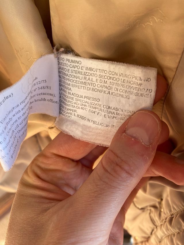 Canadiens donna piumino vere piume beige taglia L