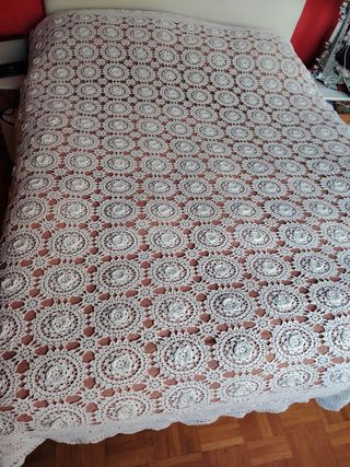 Sobrecama Manta colcha crochet vintage 