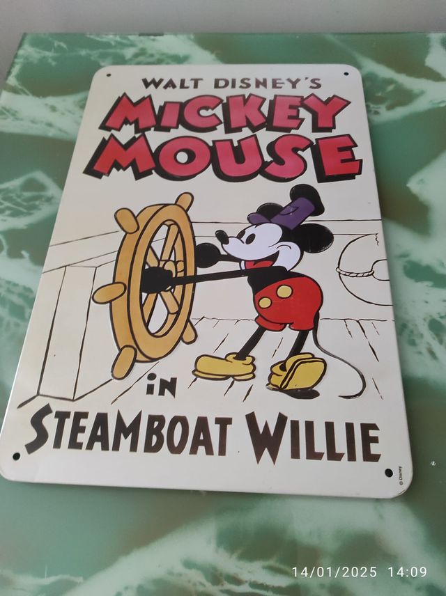Targa di latta Mickey Mouse In Steam Boat Willie