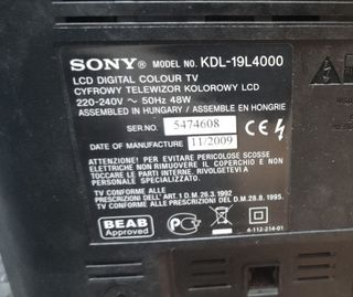 Televisión TV Monitor Sony Bravia HDMI