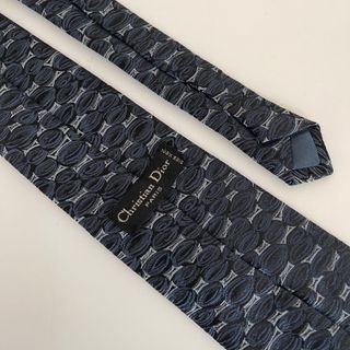 Cravatta Christian Dior Fantasia Blu Argento Seta