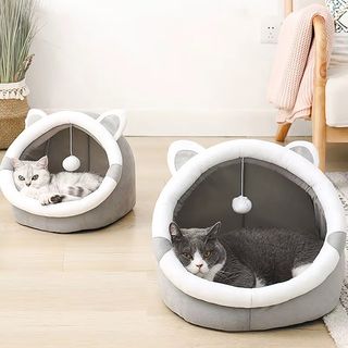 Cuccia per gatti per interni con giocattolo appeso