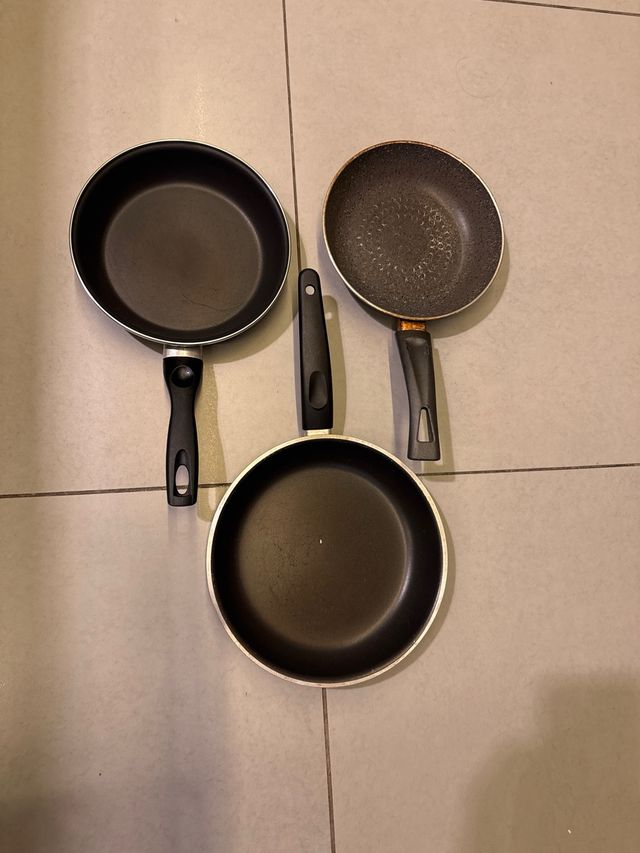 3 sartenes para vitro o fuegos