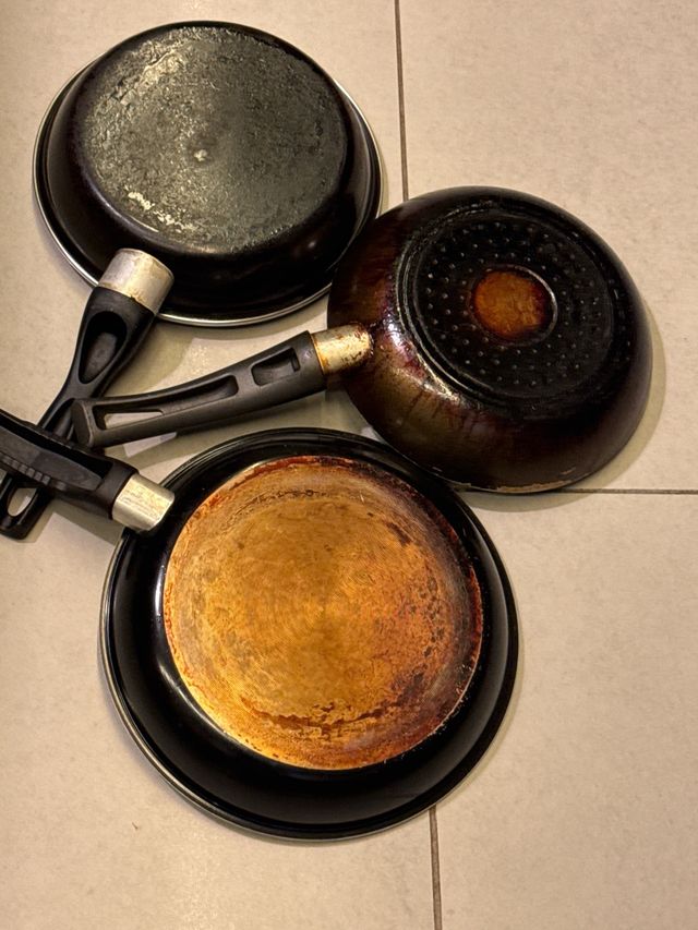 3 sartenes para vitro o fuegos