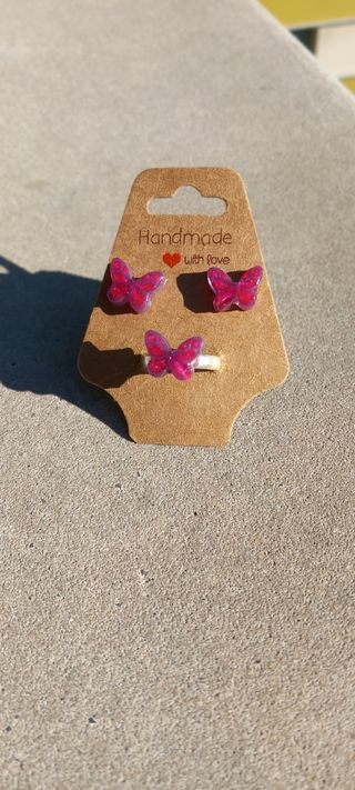 Conjunto pendientes y anillo Mariposa
