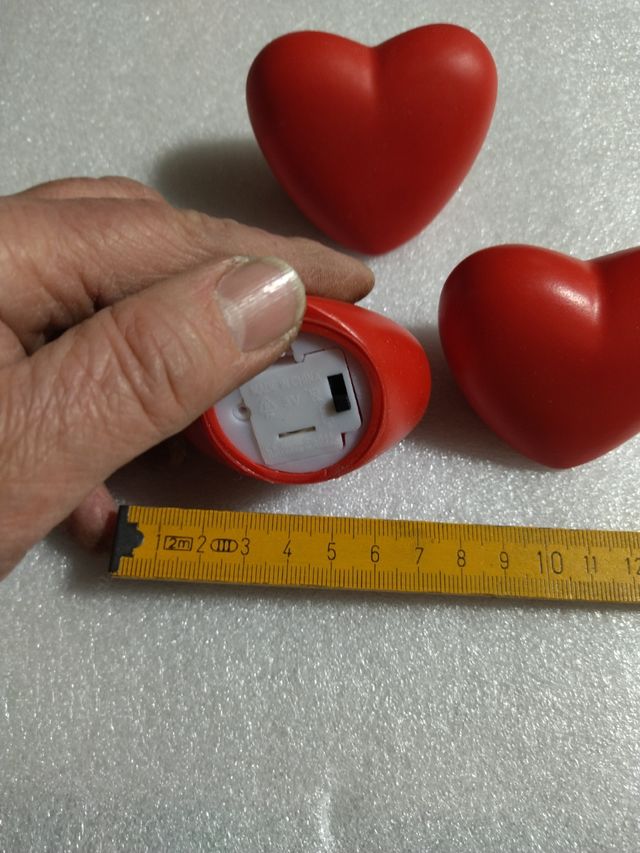 3 cuori in plastica luminosi S. Valentin