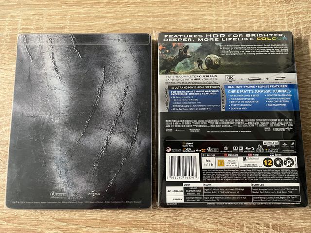 PACK JURASSIC WORLD 1 Y 2 BLURAY STEELBOOK 4K