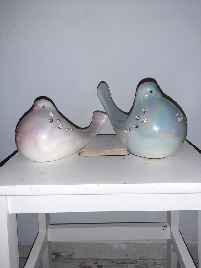 Figuras Palomas de cerámica antiguo