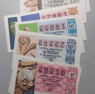 Décimos de lotería antiguos